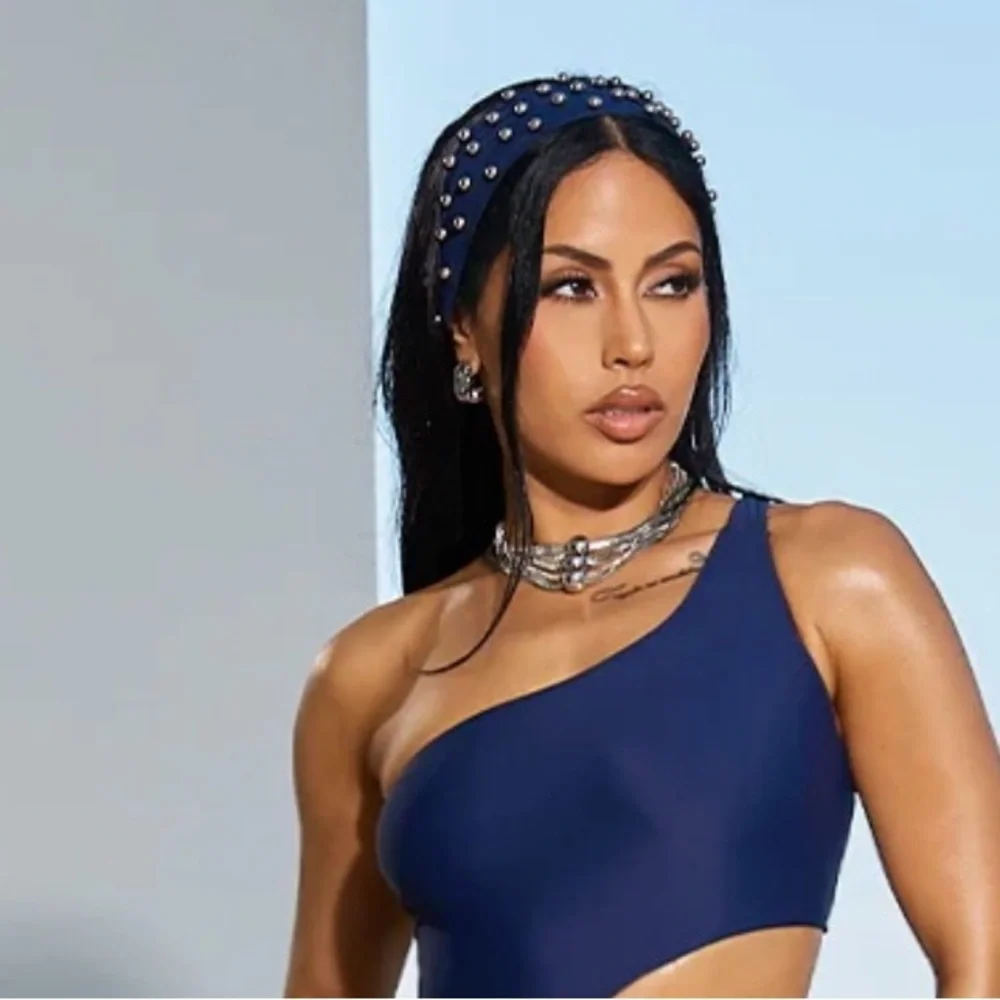 ICON Navy Blue Asymmetrical One-Piece Swimsuit - Picture 3 of 3